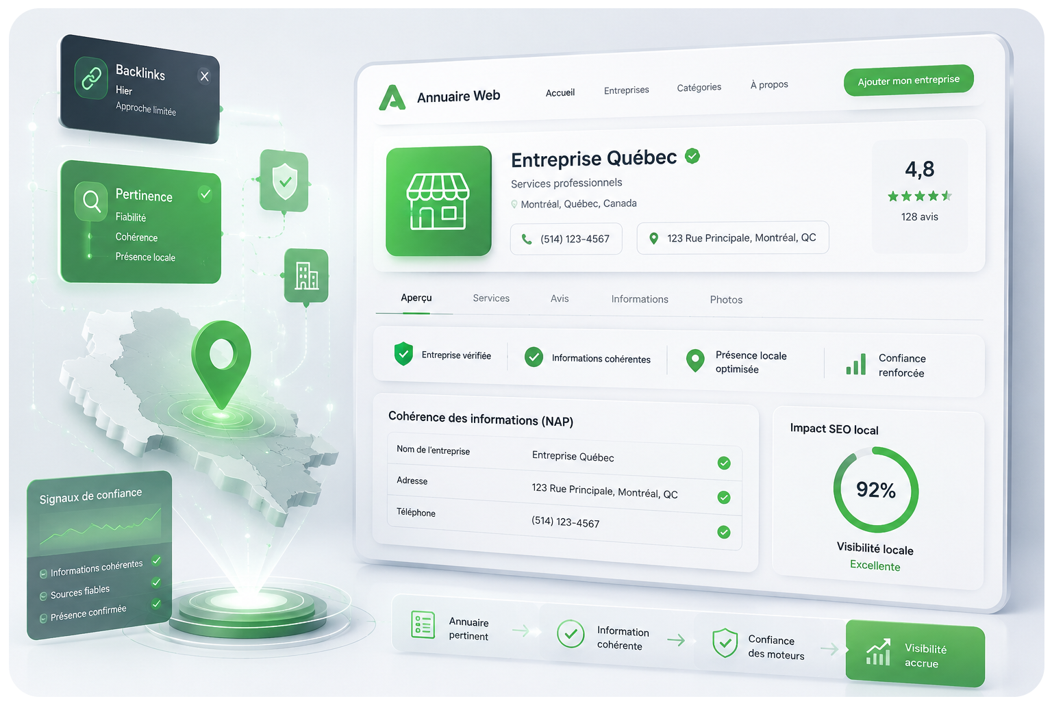Analyse de la cohérence SEO local et annuaires web